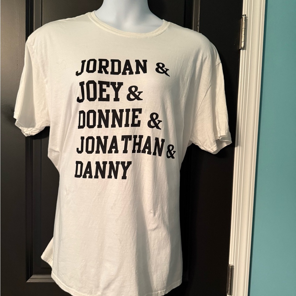 White NKOTB Tee with band names